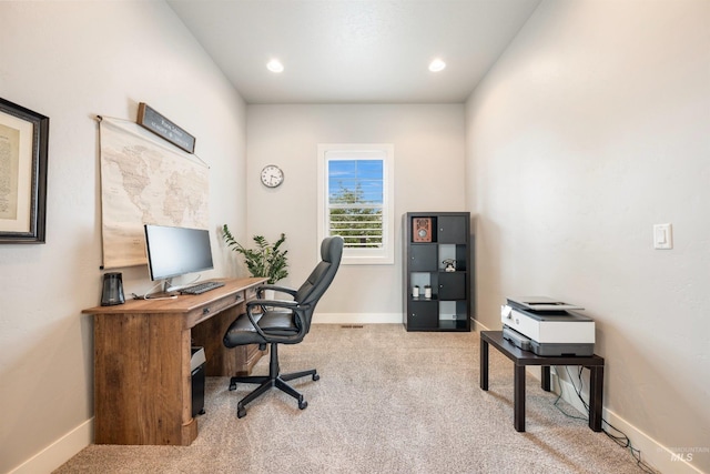 1071 W Rose Quartz St, Kuna, ID 83634 - office with carpet floors, baseboards, and recessed lighting