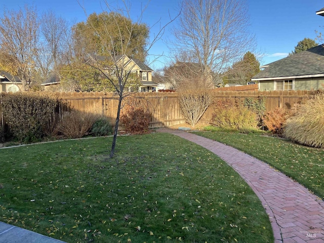 view of yard featuring a fenced backyard