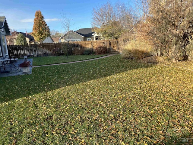 view of yard with a fenced backyard