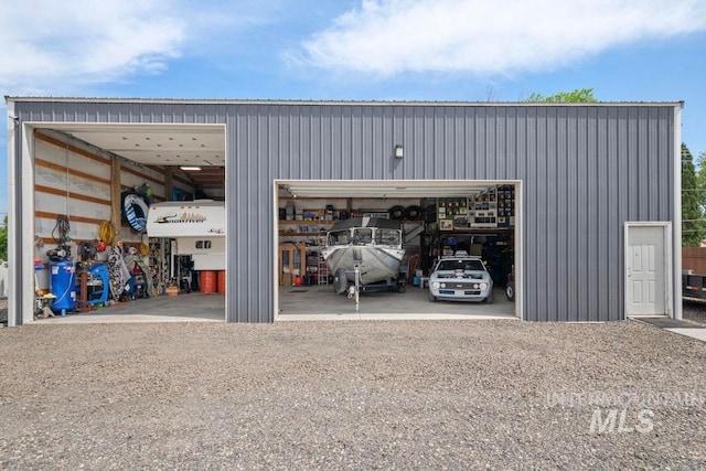 view of detached garage