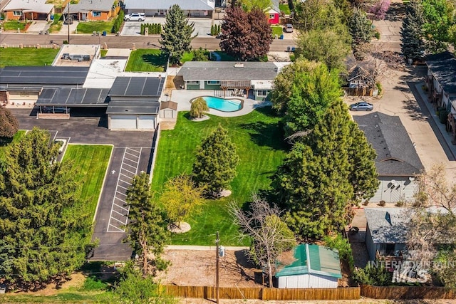 bird's eye view with a residential view