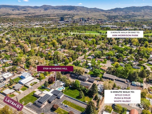 aerial view with a mountain view