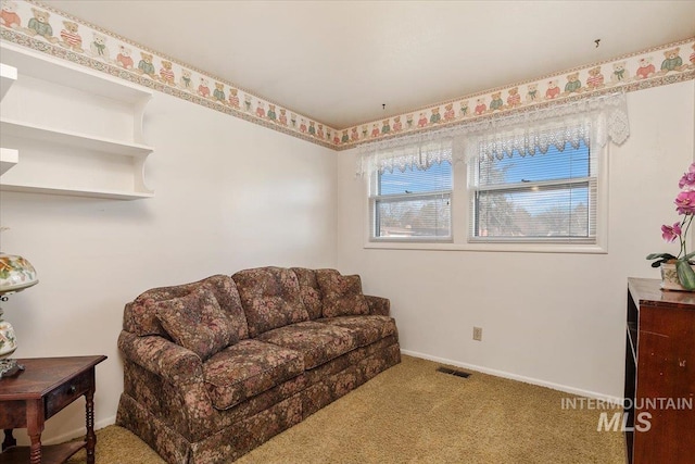 living area with carpet floors