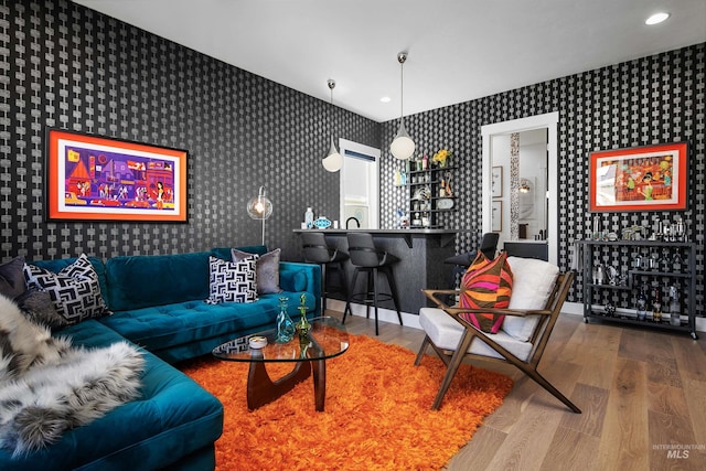 living room with wood-type flooring