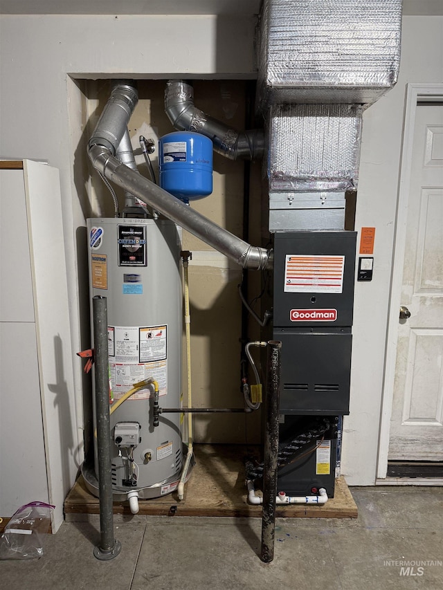 utility room with gas water heater