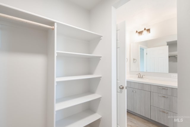 7367 E Marble Springs Dr, Nampa, ID 83687 - bathroom with vanity and wood finished floors