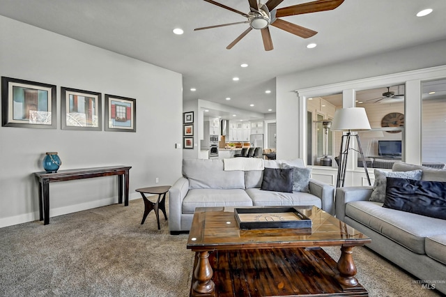 living room with carpet flooring