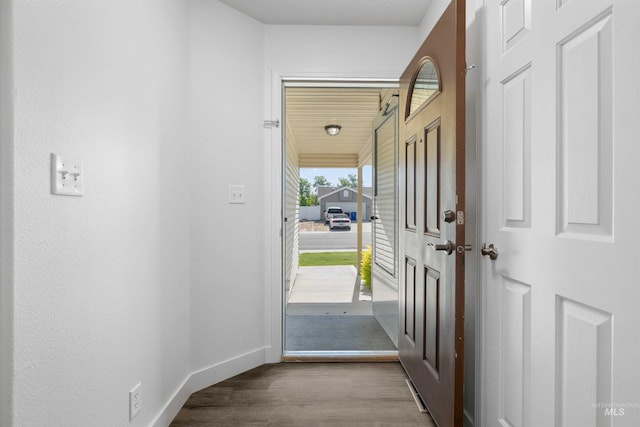 1590 Saddler St, Twin Falls, ID 83301 - doorway with wood finished floors and baseboards