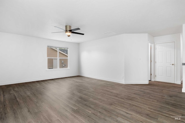 1590 Saddler St, Twin Falls, ID 83301 - empty room featuring a ceiling fan, dark wood finished floors, and baseboards