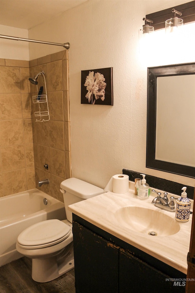 1396 W Crest Wood Dr, Meridian, ID 83642 - full bathroom featuring vanity, bathtub / shower combination, and wood finished floors
