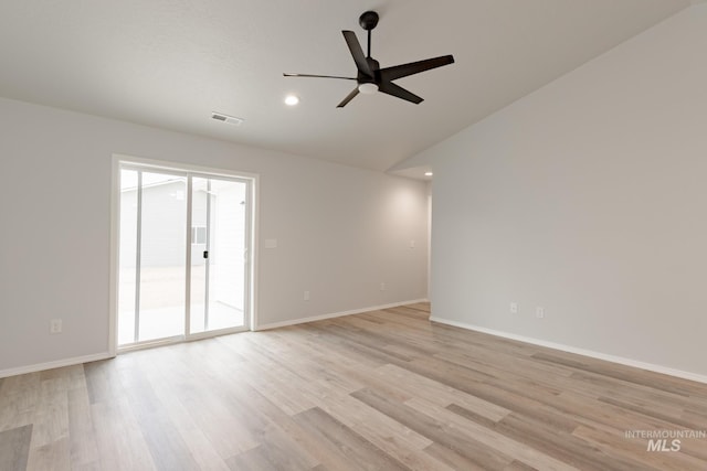 5315 E Burnte Peak St, Nampa, ID 83687 - spare room with a ceiling fan, light wood finished floors, baseboards, and recessed lighting