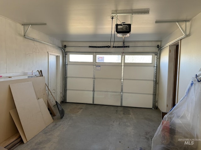 garage with a garage door opener