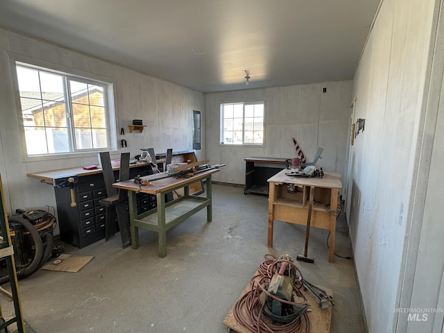 office area with a workshop area