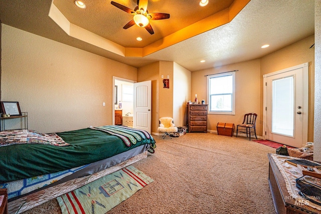 201 E S 10th St, Grangeville, ID 83530 - carpeted bedroom with recessed lighting, a textured ceiling, and a ceiling fan