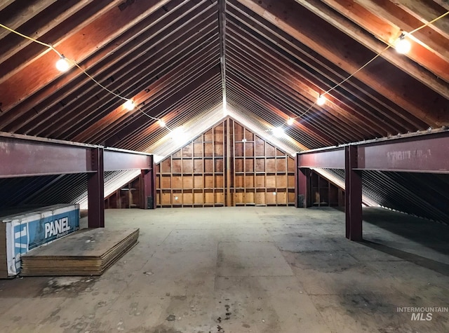 view of unfinished attic