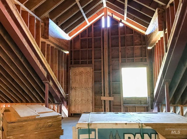 view of unfinished attic