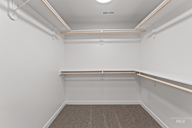 spacious closet with dark carpet