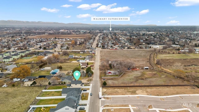 bird's eye view featuring a mountain view