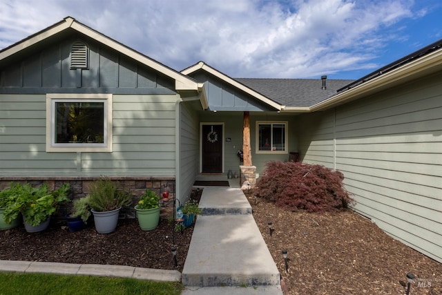 2493 S Skyview Dr, Nampa, ID 83686 - property entrance with board and batten siding