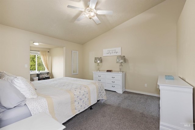 2493 S Skyview Dr, Nampa, ID 83686 - bedroom with carpet flooring, lofted ceiling, and a ceiling fan