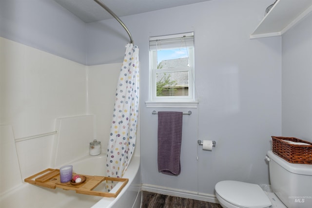 2493 S Skyview Dr, Nampa, ID 83686 - full bathroom with shower / tub combo with curtain and wood finished floors