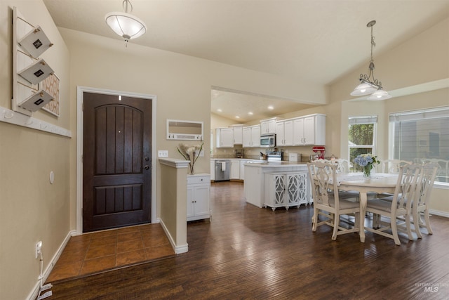 2493 S Skyview Dr, Nampa, ID 83686 - foyer featuring dark wood finished floors and lofted ceiling