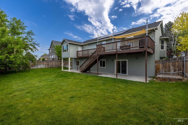 2493 S Skyview Dr, Nampa, ID 83686 - back of house featuring a patio area, a deck, a fenced backyard, and stairway