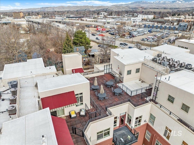 aerial view with a mountain view