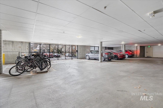 parking garage with bike storage