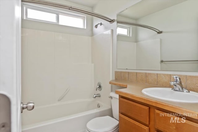 80 Cobblestone Ct, Middleton, ID 83644 - bathroom featuring toilet, vanity, and tub / shower combination