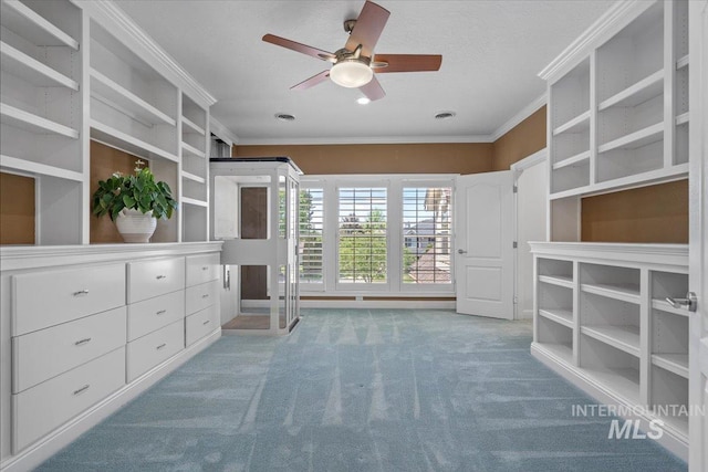 unfurnished bedroom featuring crown molding and carpet flooring