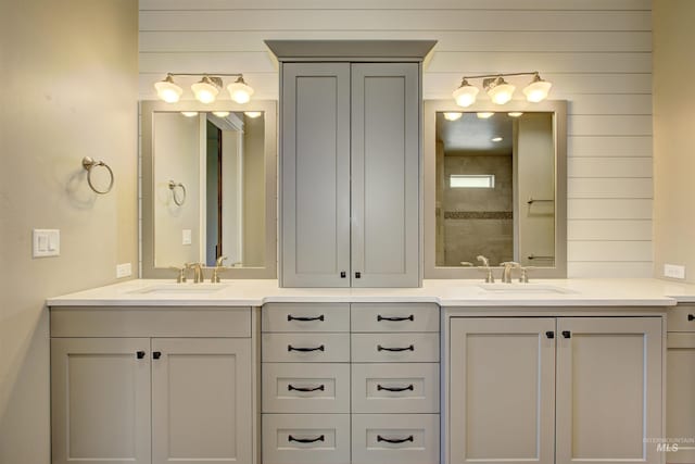 bathroom with double vanity