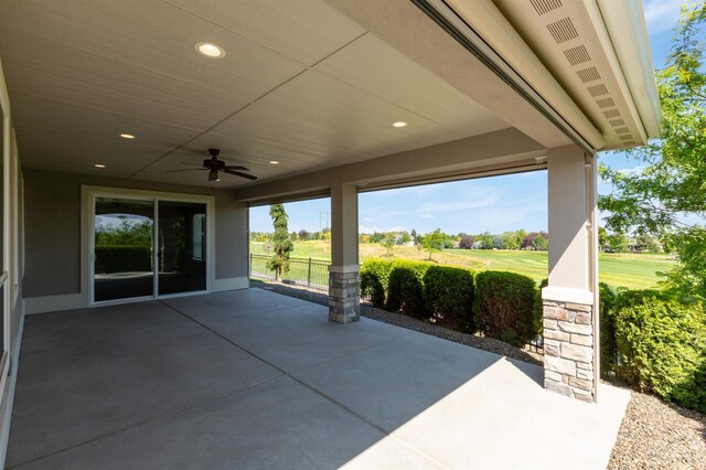 view of patio with ceiling fan