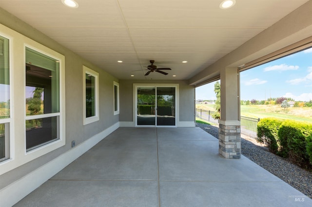 view of patio with ceiling fan