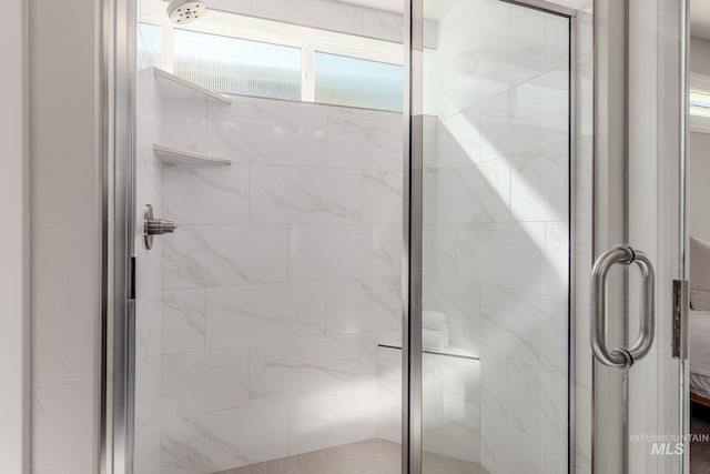 bathroom featuring a shower stall