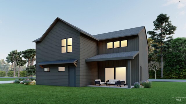 2930 W Neff St, Boise, ID 83703 - rear view of house with a yard, an outdoor living space, and a patio