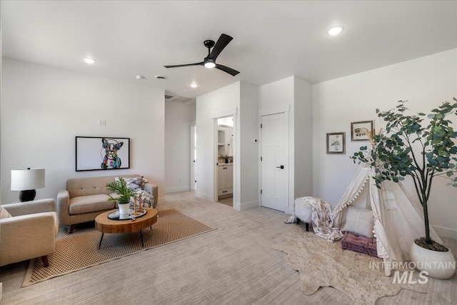 505 Stonehedge Loop, Twin Falls, ID 83301 - carpeted living area with recessed lighting and a ceiling fan