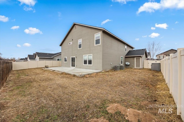 back of property featuring a patio and central AC unit