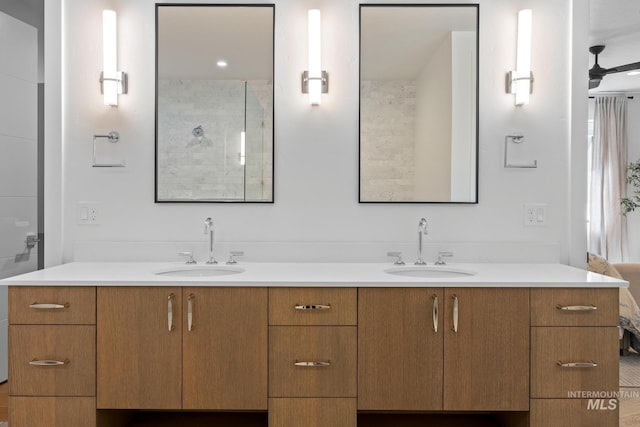 885 E Joplin Ln, Eagle, ID 83616 - bathroom with double vanity and ceiling fan