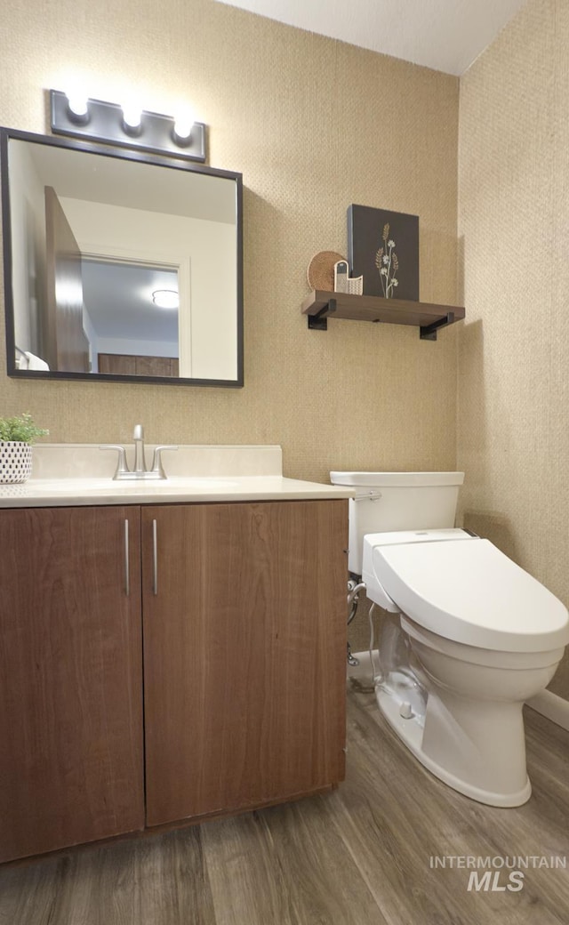 11254 W Camas St, Boise, ID 83709 - half bathroom featuring wood finished floors, vanity, and toilet