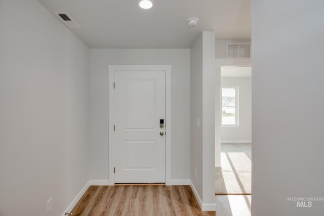 interior space with light hardwood / wood-style flooring