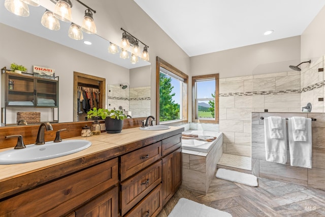 3383 Ridge Dr, Mccall, ID 83638 - full bath with a walk in shower, a garden tub, double vanity, and a spacious closet