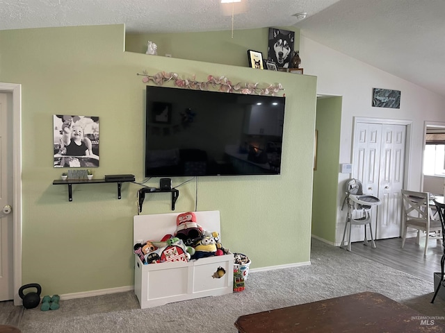 2329 S Garland St, Nampa, ID 83686 - rec room with lofted ceiling, carpet, and baseboards