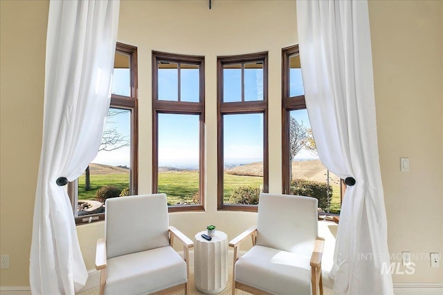 sitting room featuring a high ceiling