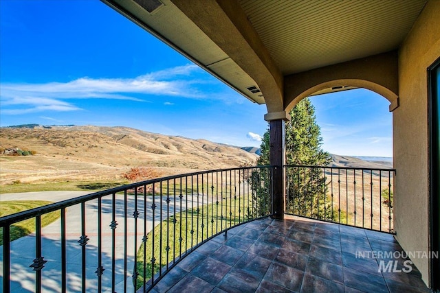 balcony with a mountain view