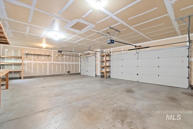 garage with a garage door opener