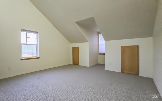 bonus room with carpet and vaulted ceiling