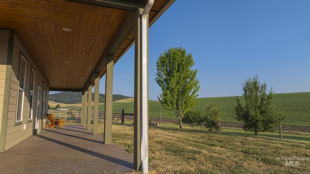 view of patio / terrace featuring a rural view