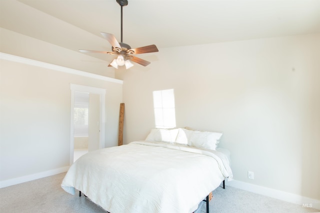 6174 N Queensbury Pl, Boise, ID 83713 - bedroom with light colored carpet, baseboards, ceiling fan, and ensuite bath