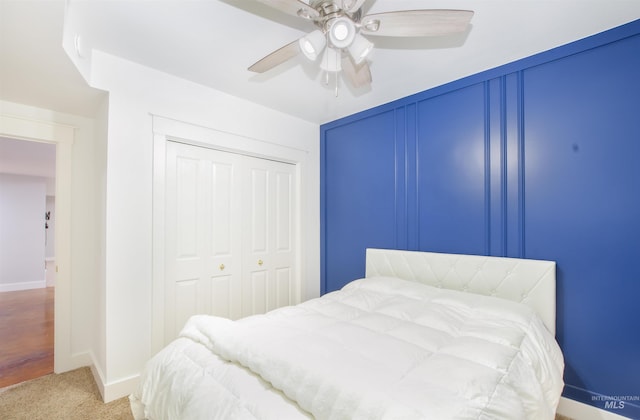 6174 N Queensbury Pl, Boise, ID 83713 - carpeted bedroom with a closet, baseboards, and ceiling fan